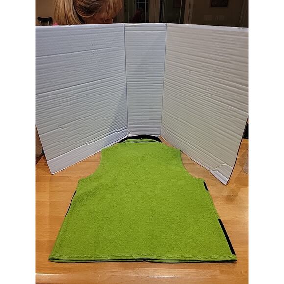 Tally Ho Womans Sweater Vest M Green Black Wool Faux Fur Collar Zip Up Holiday - Picture 3 of 9